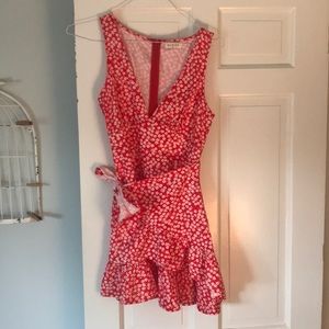 hello molly red floral mini dress